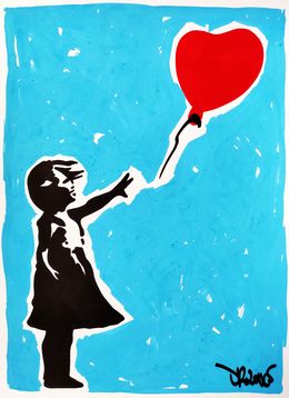 Peinture, Love and hope - blue (a tribute to Banksy), Dr. Love