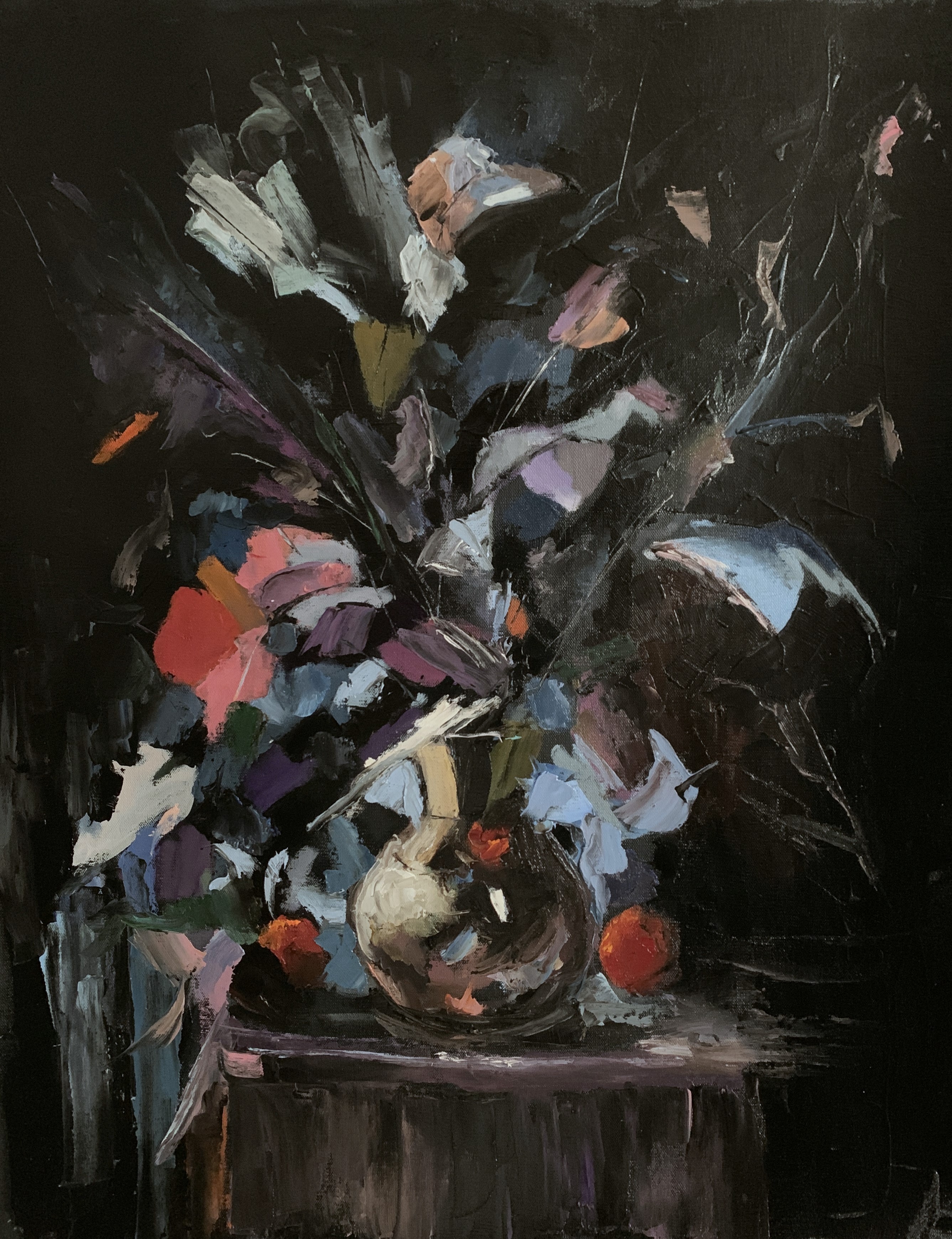 Schagen Vita, Abstract flowers in a vase on black Schagen Vita, Abstract flowers in a vase on black