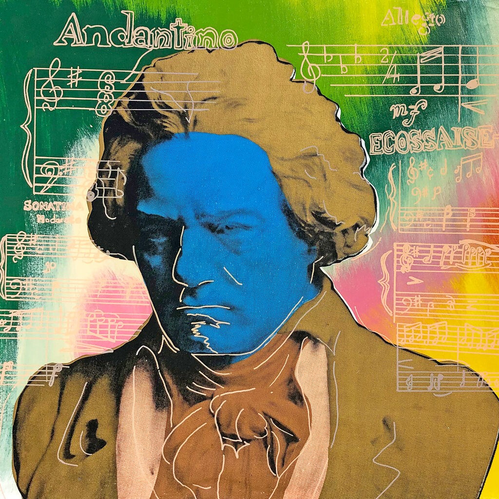 Steve Kaufman, Beethoven (hand embellished canvas) Steve Kaufman, Beethoven (hand embellished canvas)