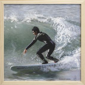 Gemälde, Sur la Vague - Série surfeur, Michèle Duretête-Brodel