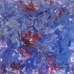 Gemälde, Abstract rouge et bleu - Acrylique pouring, Marc Ivart dit MIV