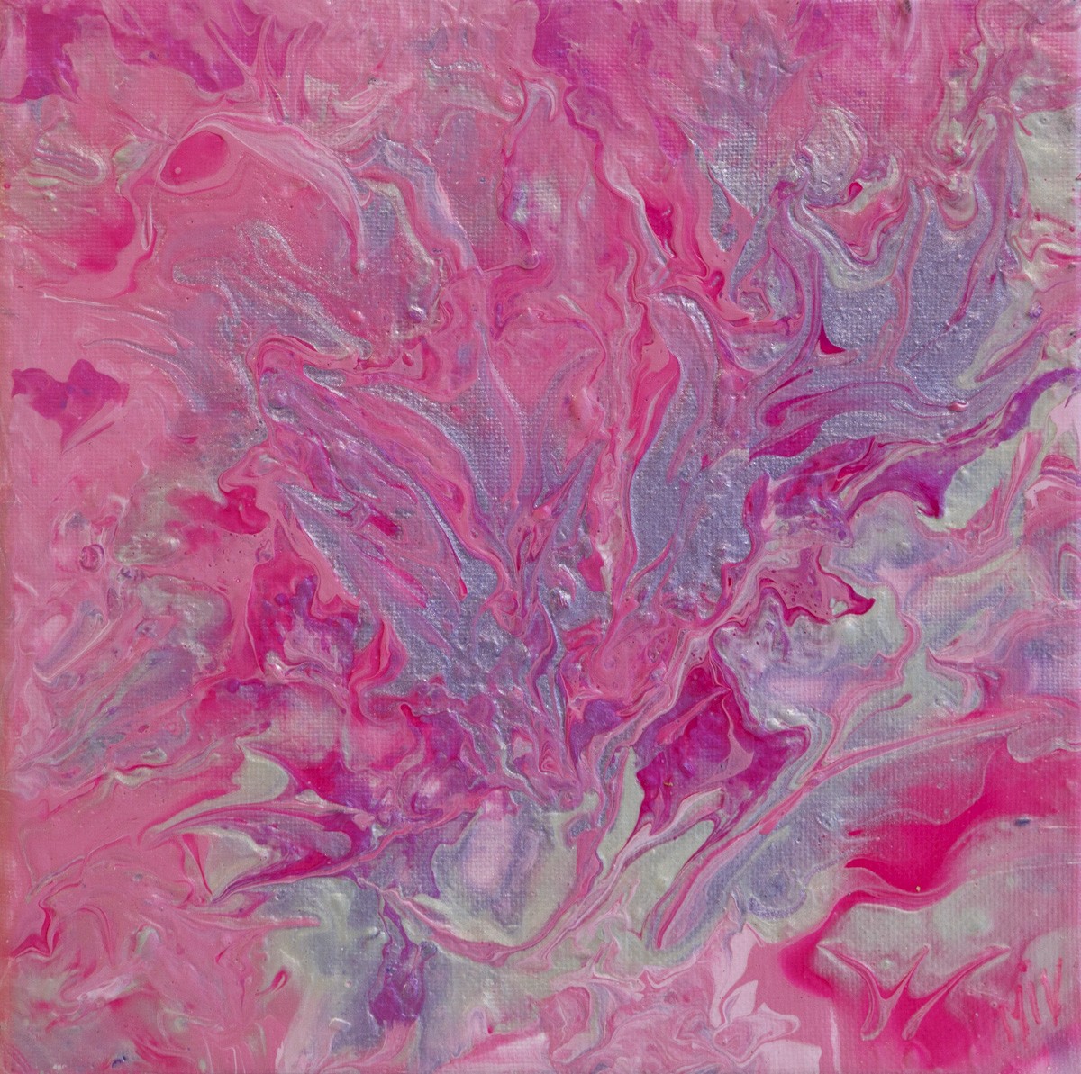 Marc Ivart dit MIV, Abstract rose et argent - Acrylique pouring Marc Ivart dit MIV, Abstract rose et argent - Acrylique pouring