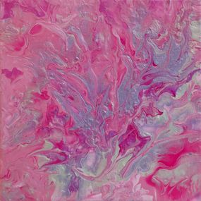 Gemälde, Abstract rose et argent - Acrylique pouring, Marc Ivart dit MIV