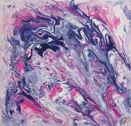 Peinture, Abstract rose et bleu - Acrylique pouring, Marc Ivart dit MIV