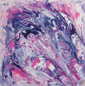 Gemälde, Abstract rose et bleu - Acrylique pouring, Marc Ivart dit MIV