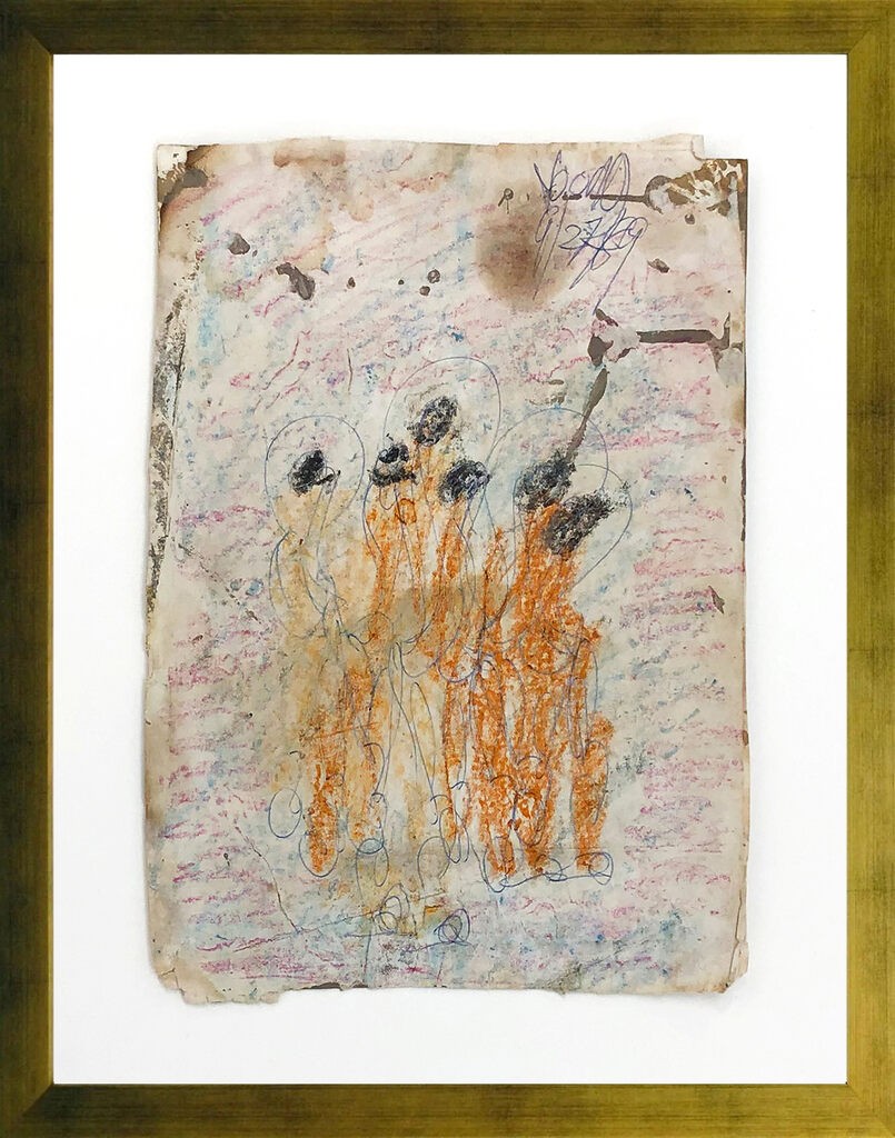 Purvis Young, Gathering (original mixed media on paper) Purvis Young, Gathering (original mixed media on paper)
