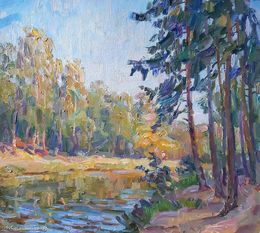 Painting, The river flows in the forest, Kovalenko Ivan