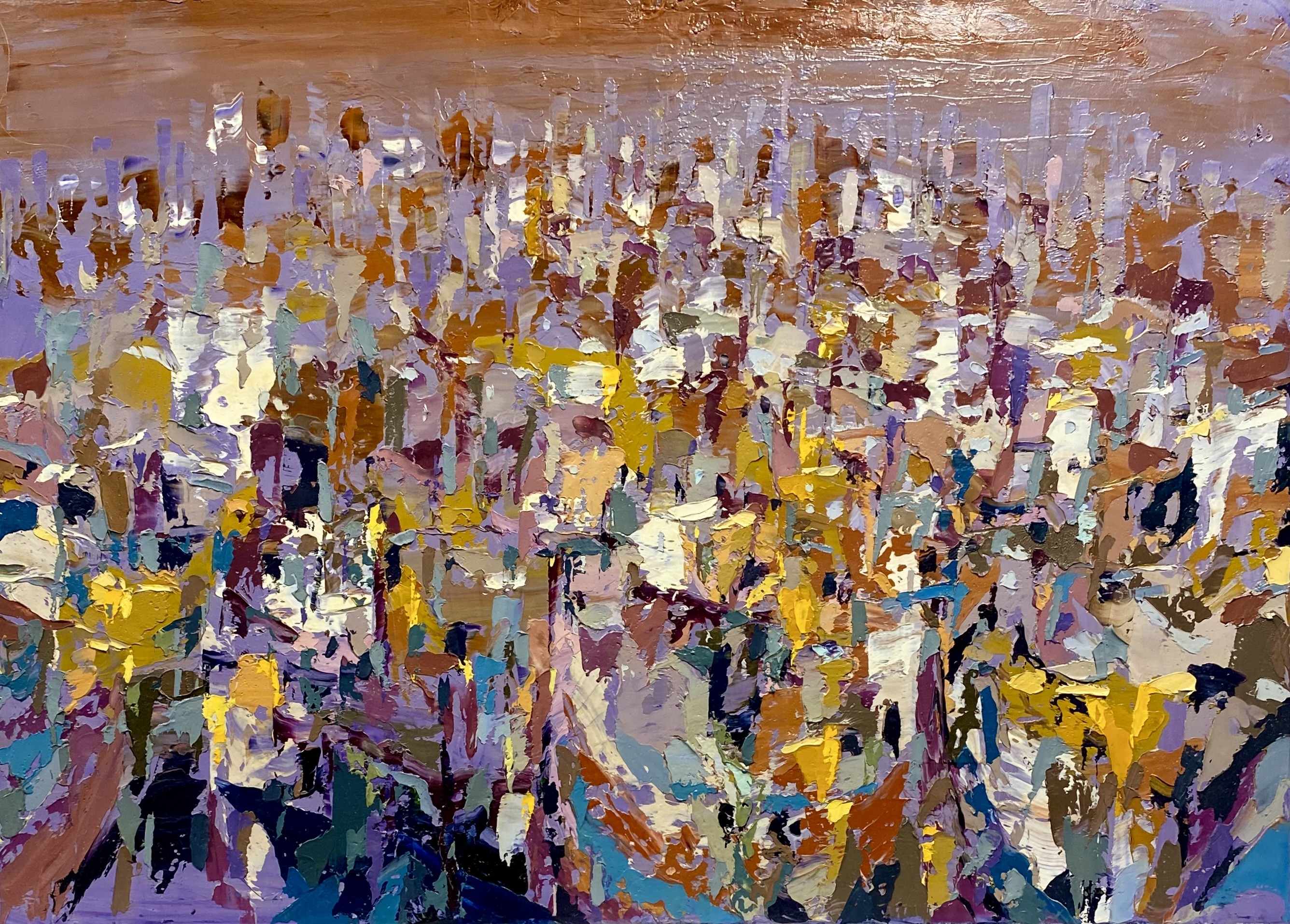 Frank De Blok, Abstract Favelas in violets and ochres Frank De Blok, Abstract Favelas in violets and ochres
