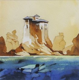 Gemälde, Rêve d'eau - Paysage imaginaire figuratif, Franck Perrot