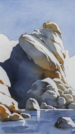 Gemälde, La source - Paysage de rochers, Franck Perrot