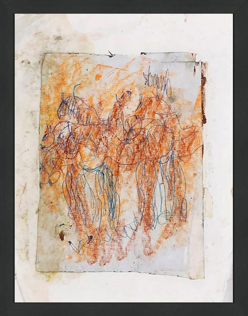 Purvis Young, Gathering (original mixed media on paper) Purvis Young, Gathering (original mixed media on paper)