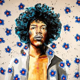 Painting, Portrait Jimi Hendrix Can you see me? Kehinde Wiley Chut les Barbizons! NSWE, Bazévian Delacapucinière