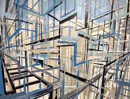 Painting, Chantier dans le désert, Frank De Blok