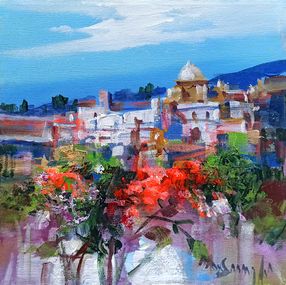 Gemälde, Flowering in the village - Amalfitan Coast painting, Mario Smeraglia