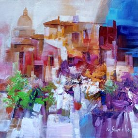Gemälde, A multicolored village - Amalfitan Coast painting, Mario Smeraglia
