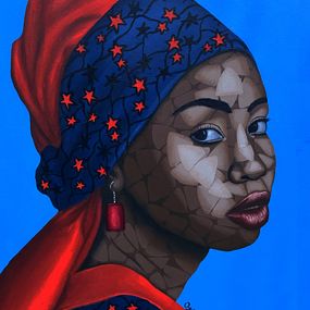 Gemälde, Girl in Her Cultural Bead 3, Oyeleye Feranmi