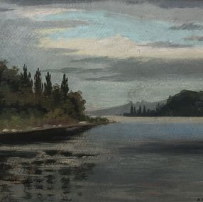 Painting, Paysage du lac, René Martin