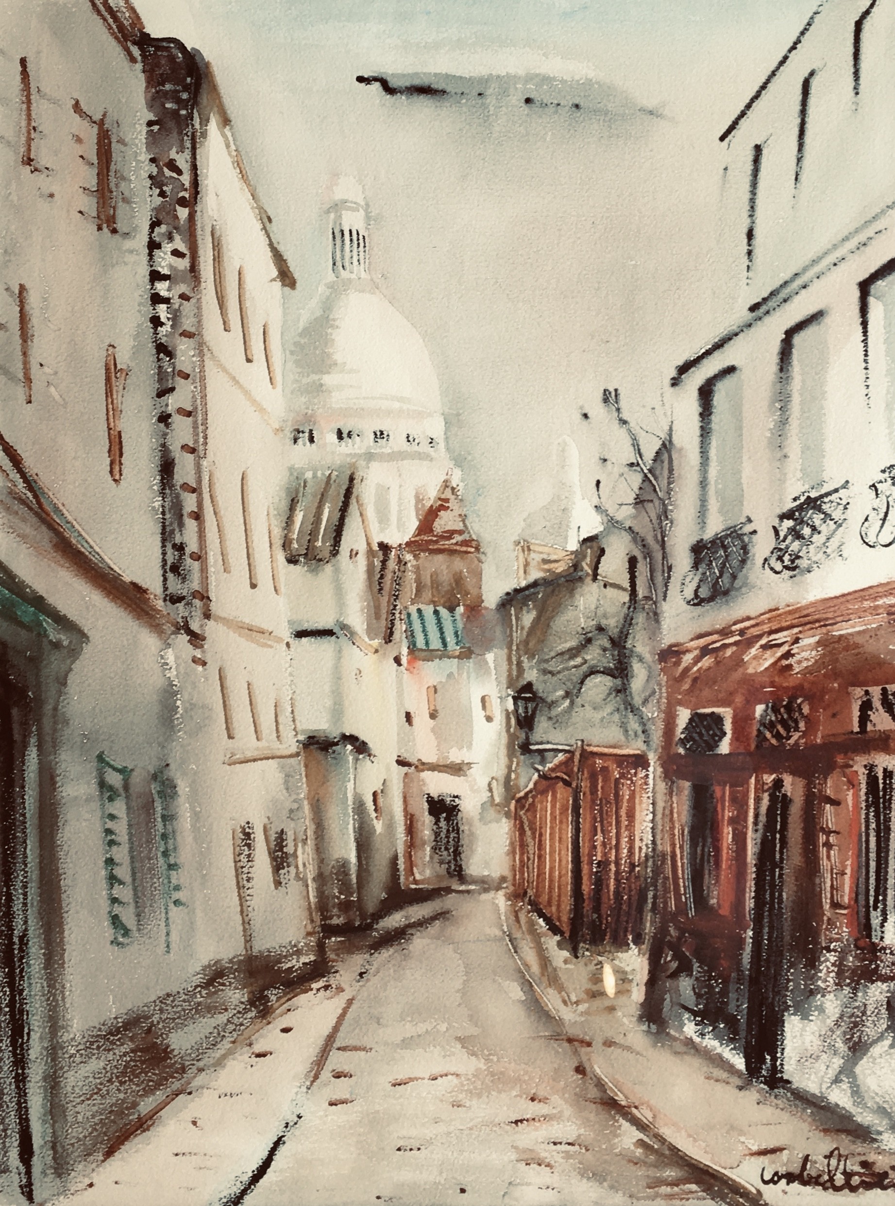 Luigi Corbellini, Rue Norvin vue sur la Basilique du Sacré Coeur, Montmartre Luigi Corbellini, Rue Norvin vue sur la Basilique du Sacré Coeur, Montmartre