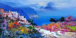 Gemälde, Road towards Amalfi - Amalfitan Coast painting, Mario Smeraglia