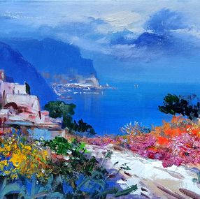 Gemälde, Road towards Amalfi - Amalfitan Coast painting, Mario Smeraglia