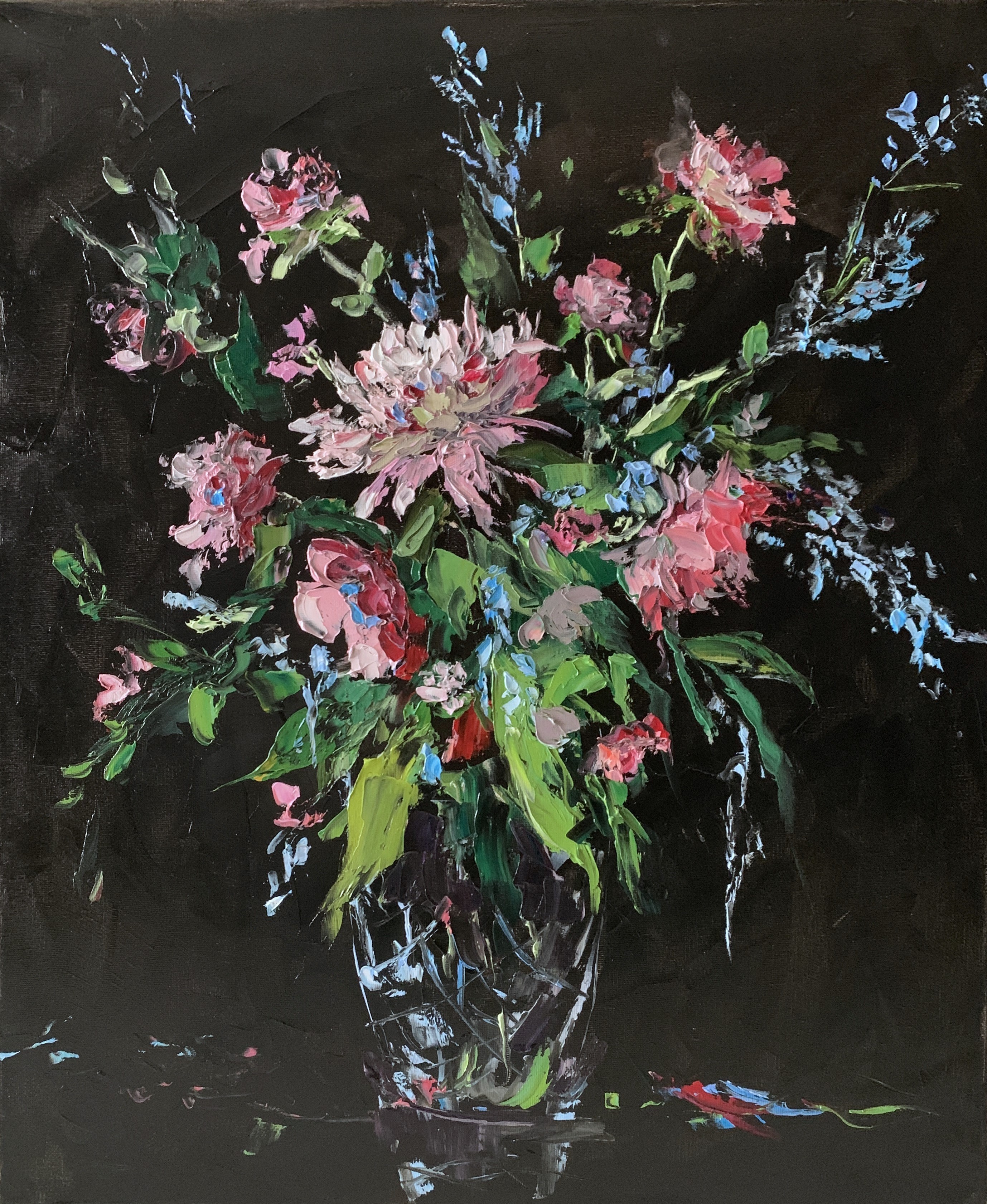 Schagen Vita, Abstract Tender flowers in a vase on black Schagen Vita, Abstract Tender flowers in a vase on black