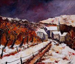 Painting, Village in the snow, Pol Ledent