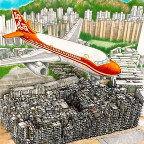 Painting, Fly over the walled city, Jimmy Yuen