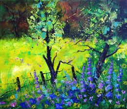 Painting, Flowers in the wood, Pol Ledent