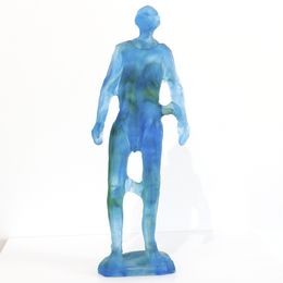 Sculpture, Homme Bleu - Corps humain pâte de verre, Gilles Vadel