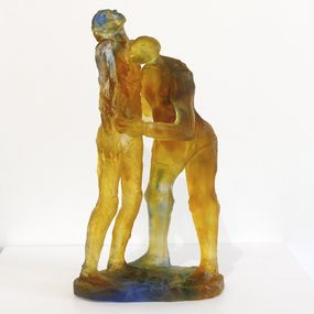 Sculpture, Couple Ambre - Corps humain pâte de verre, Gilles Vadel