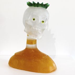 Sculpture, Vanité - Portrait singulier pâte de verre, Gilles Vadel