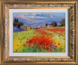 Gemälde, Tuscany - Summer countryside & frame, Andrea Borella