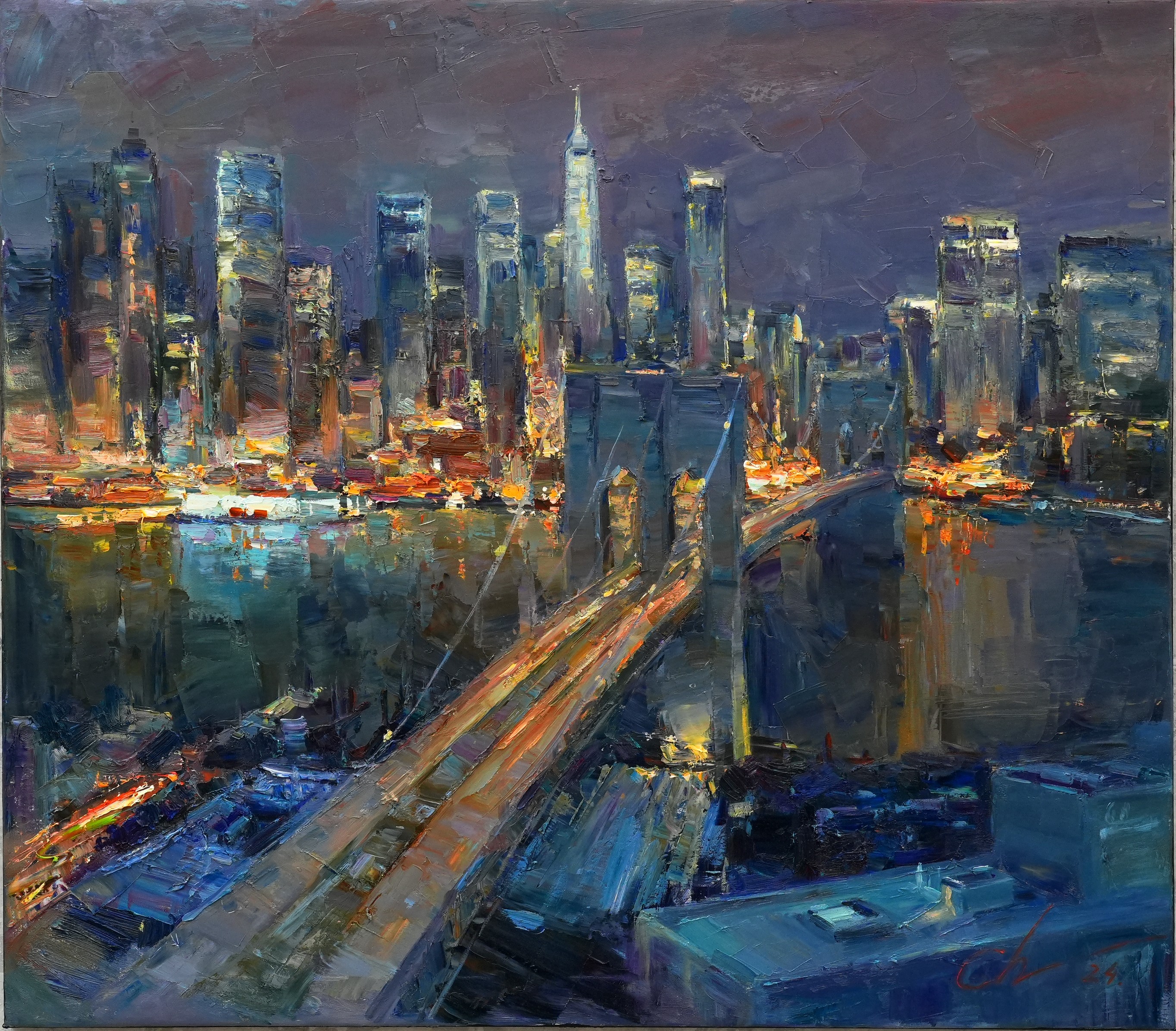 Serhii Cherniakovskyi, Evening lights of Brooklyn Bridge Serhii Cherniakovskyi, Evening lights of Brooklyn Bridge