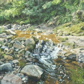 Painting, The Sumène, through rocks, Anne Baudequin