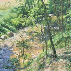 Painting, The two rocks, banks of the Sumène, Anne Baudequin