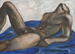 Painting, Male Nude On Blue, Anton Maliar