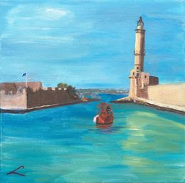 Painting, Chania lighthouse 2, Elena Sokolova