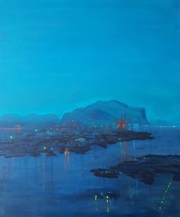 Gemälde, Harbour, night, Luca Raimondi