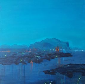 Gemälde, Harbour, night, Luca Raimondi