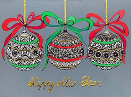 Peinture, New year postcard, Maria Tuzhilkina