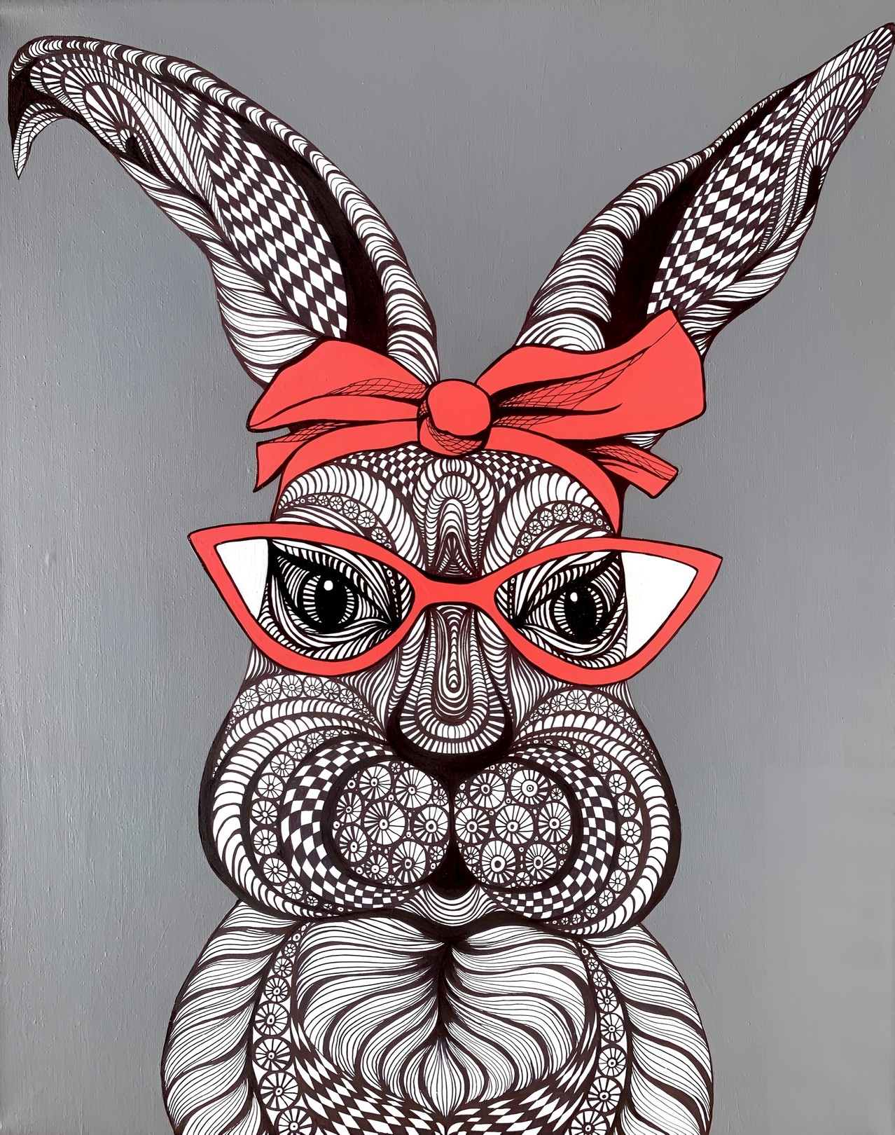 Maria Tuzhilkina, Rabbit with red bow Maria Tuzhilkina, Rabbit with red bow