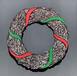 Painting, Christmas wreath, Maria Tuzhilkina
