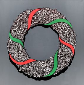 Painting, Christmas wreath, Maria Tuzhilkina