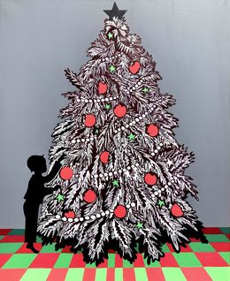 Painting, Christmas tree, Maria Tuzhilkina