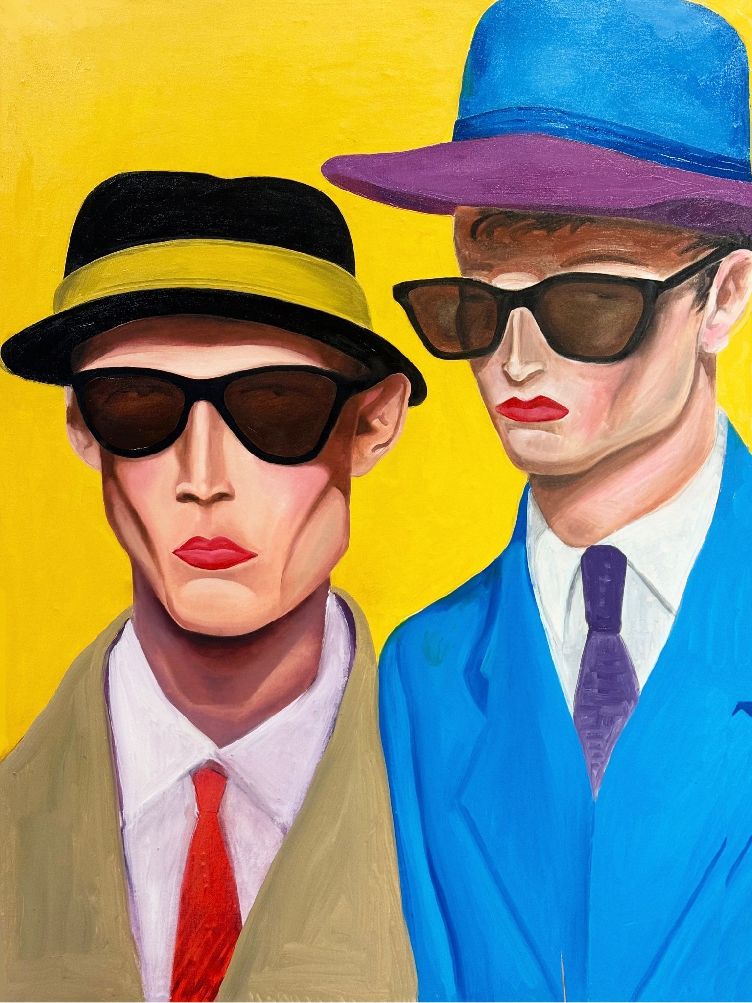 Noah Becker, Two Figures with Yellow Background Noah Becker, Two Figures with Yellow Background