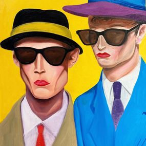 Gemälde, Two Figures with Yellow Background, Noah Becker