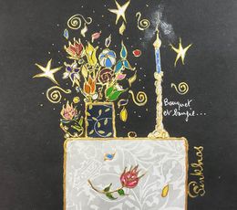Gemälde, Bouquet et bougie, Pinkhas