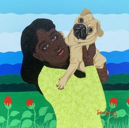 Painting, Bond - 21st Century, Contemporary, Figurative, Modern, Women, Love, Dog, Nature, Joshua Salami