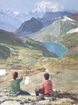 Gemälde, Au pied de la tour Sallière, Lac de Barberine et Massif du Giffre, Valais, D. Bédard