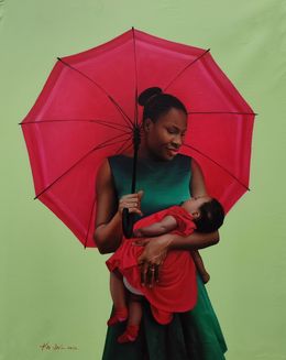 Painting, First Fruit - 21st Century, Contemporary, Figurative Portrait, Mother and Child, Ani Izuchukwu Valentine